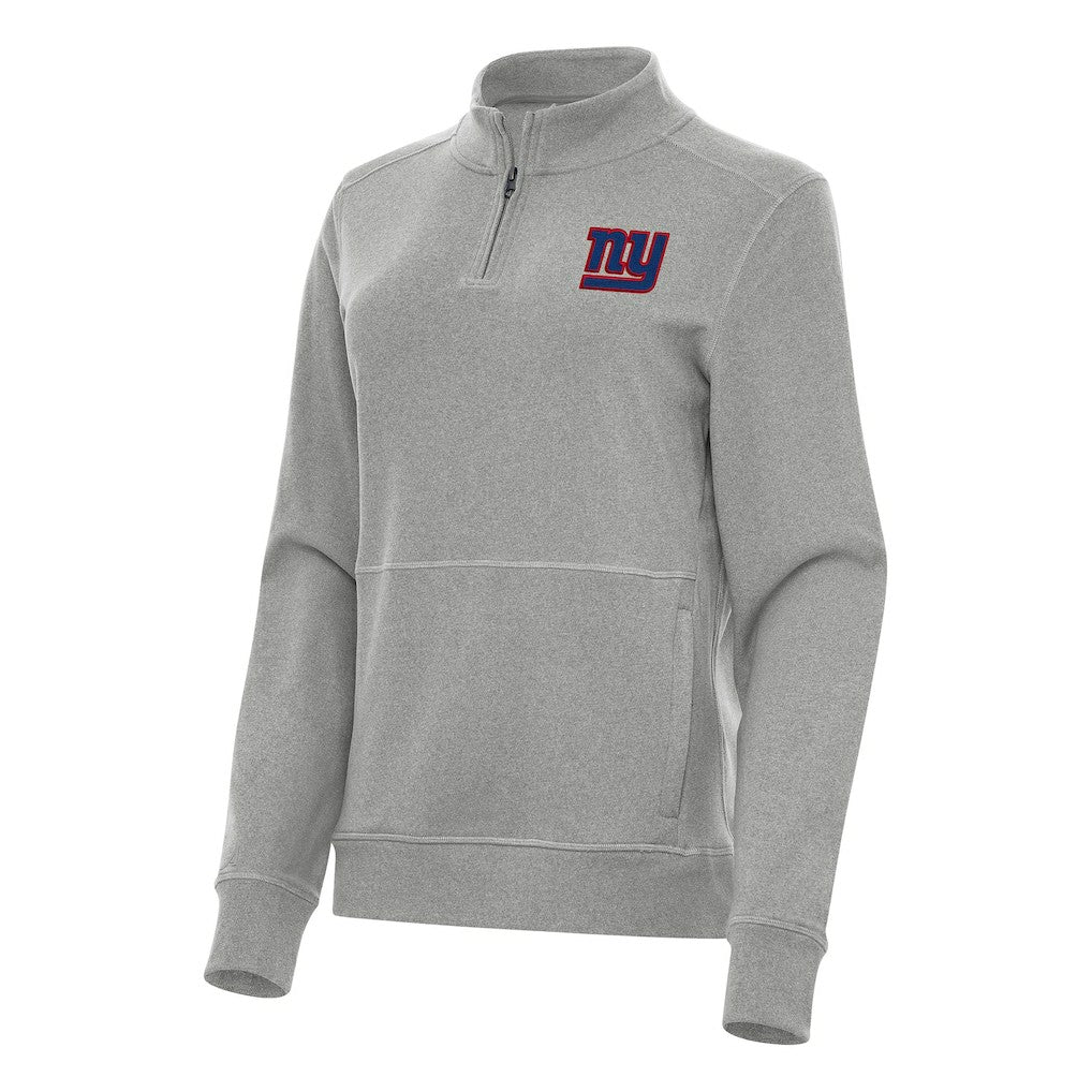 New York Giants Antigua Women's Crush Quarter-Zip Jacket - Heather Gray Jackets