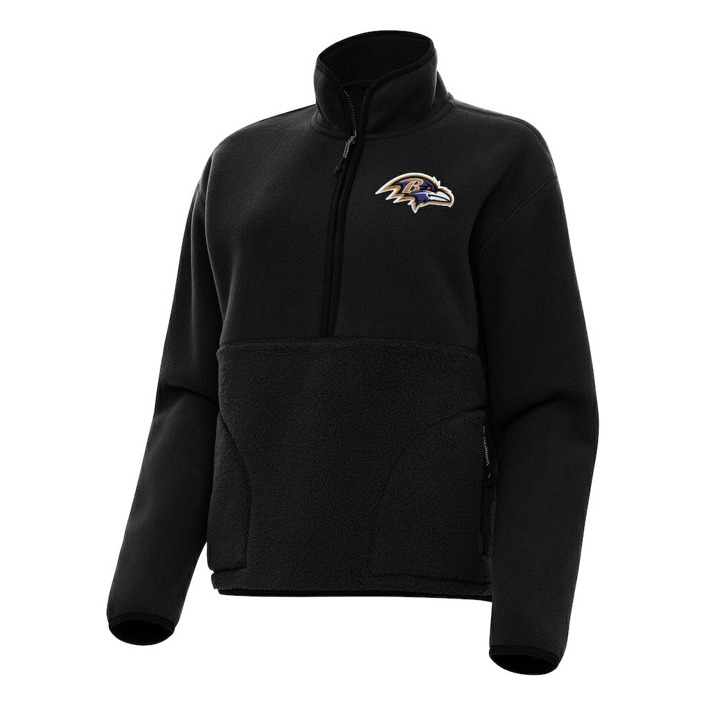 Baltimore Ravens Antigua Women's Figure Half-Zip Sweatshirt - Black Sweatshirts