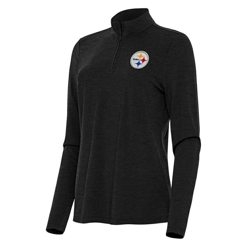 Pittsburgh Steelers Antigua Women's Bright Quarter-Zip Sweatshirt - Heather Black Sweatshirts