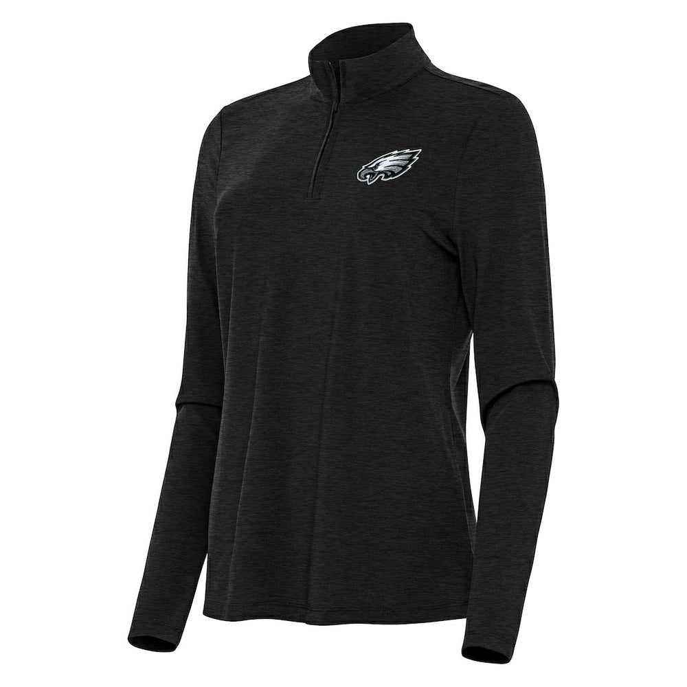 Philadelphia Eagles Antigua Women's Bright Quarter-Zip Sweatshirt - Heather Black Sweatshirts