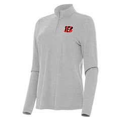 Cincinnati Bengals Antigua Women's Bright Quarter-Zip Sweatshirt - Heather Gray Sweatshirts