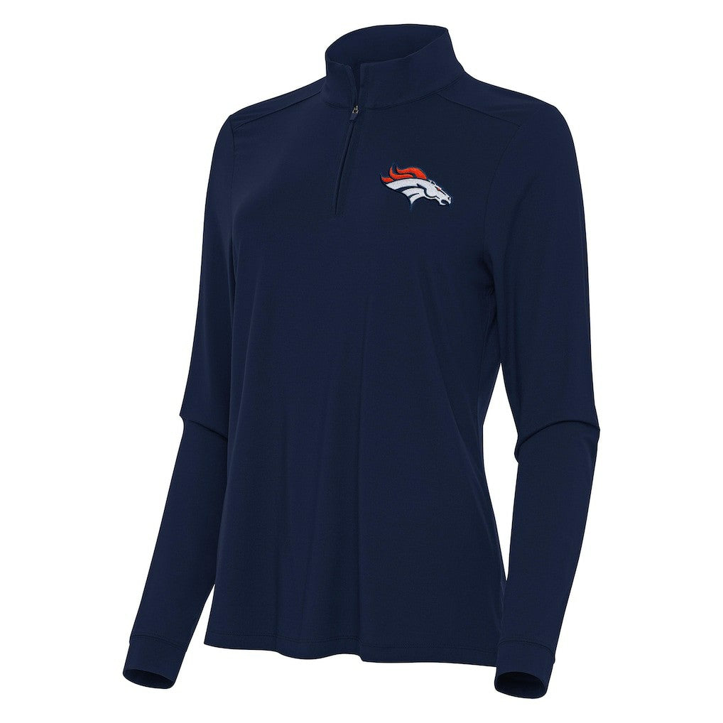 Denver Broncos Antigua Women's Intent Quarter-Zip Sweatshirt - Navy Sweatshirts