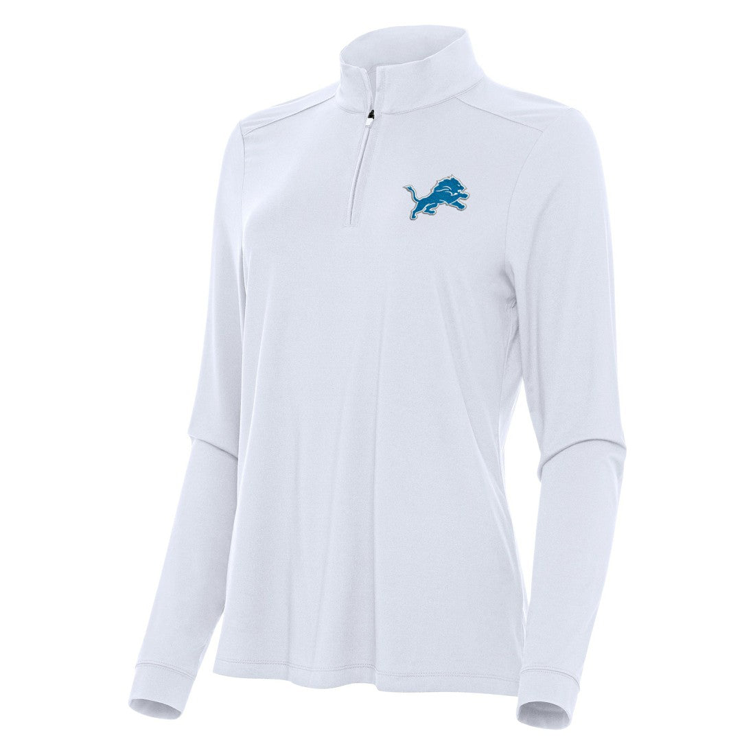 Detroit Lions Antigua Women's Intent Quarter-Zip Sweatshirt - White Sweatshirts