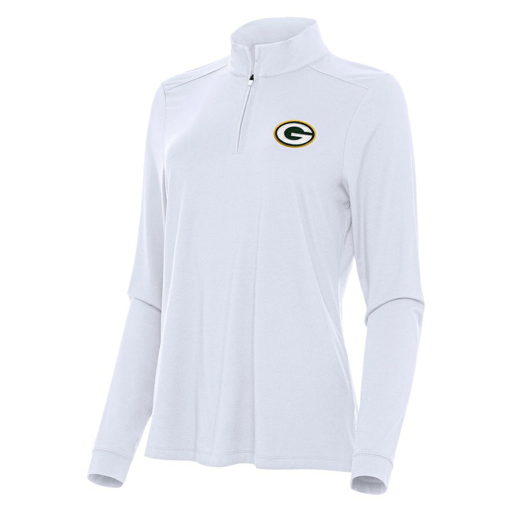Green Bay Packers Antigua Women's Intent Quarter-Zip Sweatshirt - White Sweatshirts