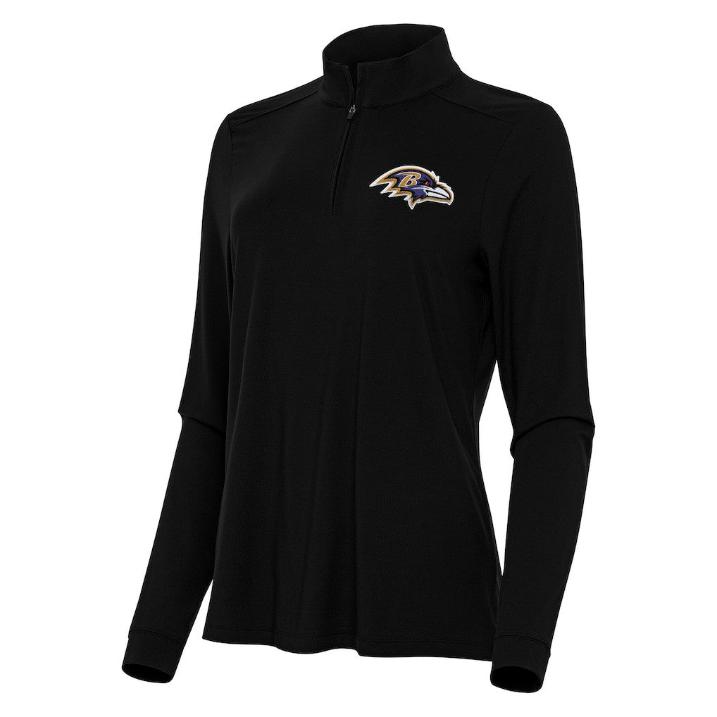 Baltimore Ravens Antigua Women's Intent Quarter-Zip Sweatshirt - Black Sweatshirts