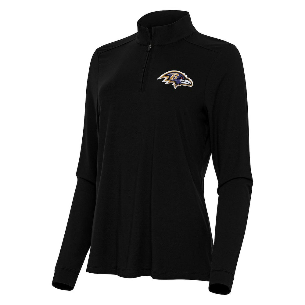 Baltimore Ravens Antigua Women's Intent Quarter-Zip Sweatshirt - Black Sweatshirts