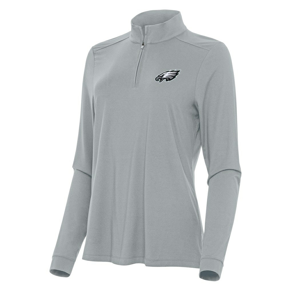 Philadelphia Eagles Antigua Women's Intent Quarter-Zip Sweatshirt - Gray Sweatshirts