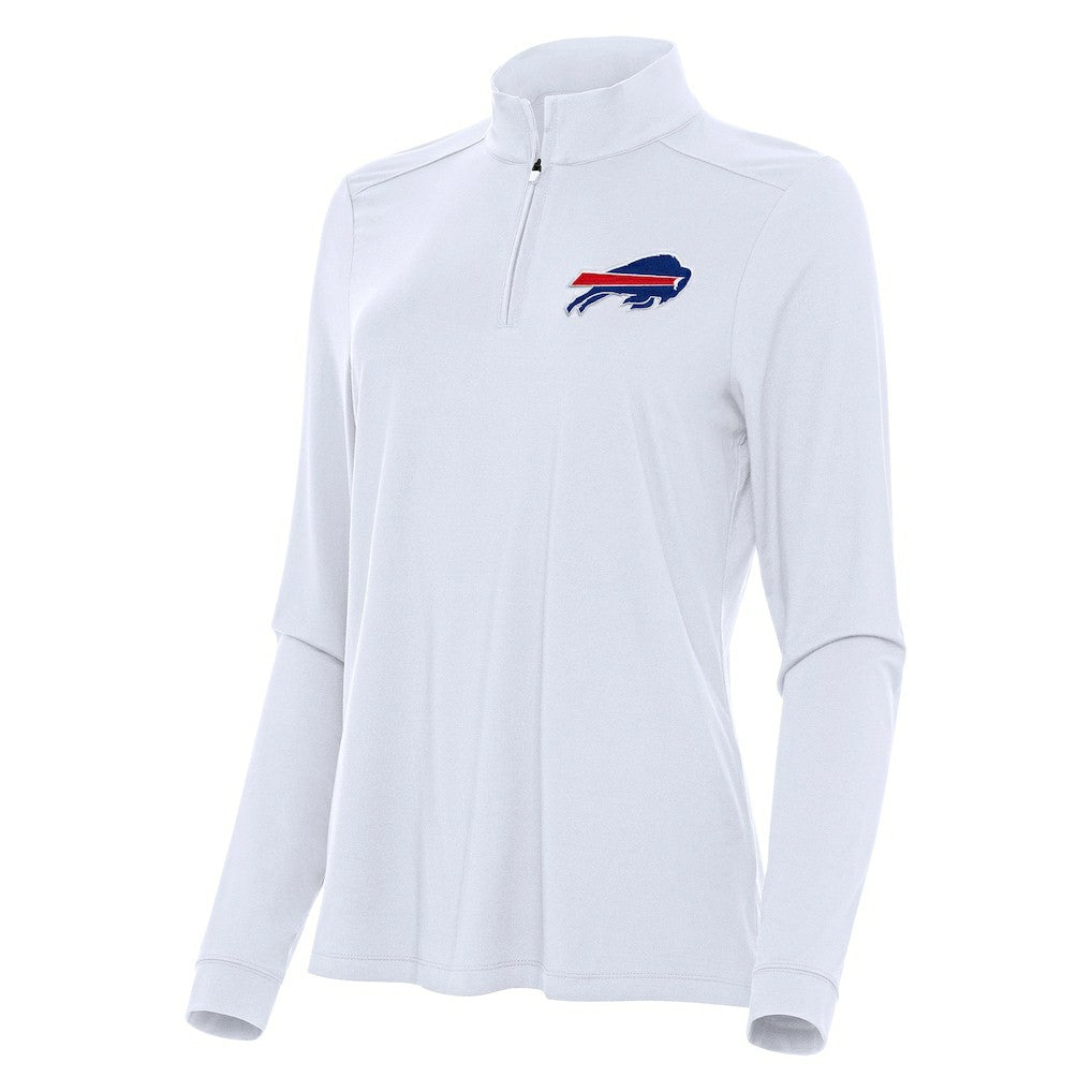 Buffalo Bills Antigua Women's Intent Quarter-Zip Sweatshirt - White Sweatshirts
