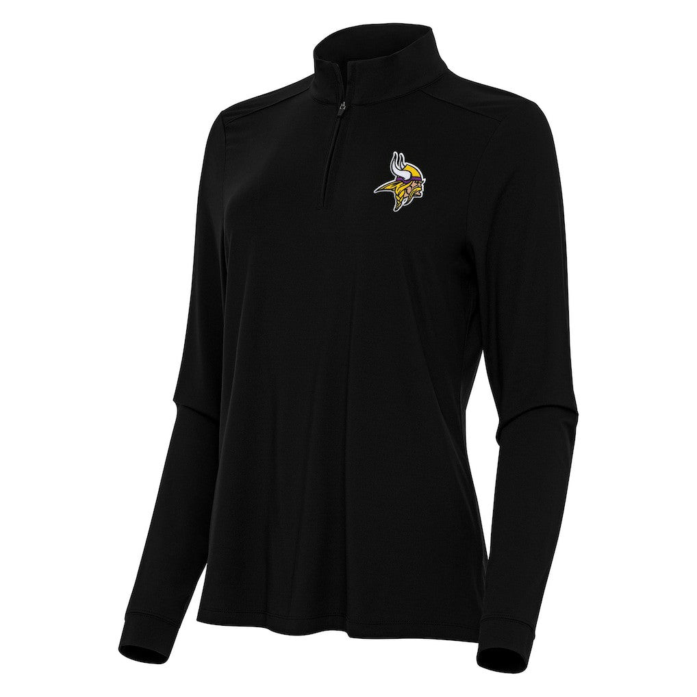 Minnesota Vikings Antigua Women's Intent Quarter-Zip Sweatshirt - Black Sweatshirts