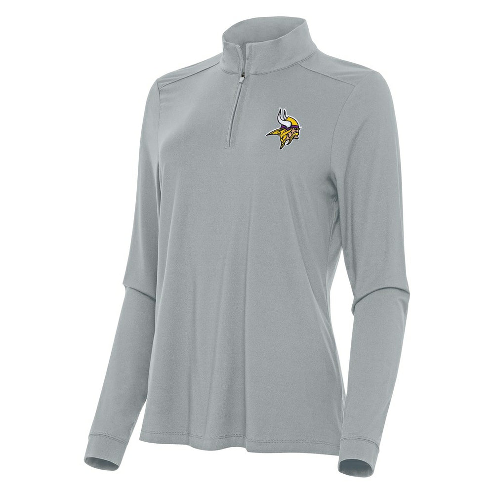Minnesota Vikings Antigua Women's Intent Quarter-Zip Sweatshirt - Gray Sweatshirts