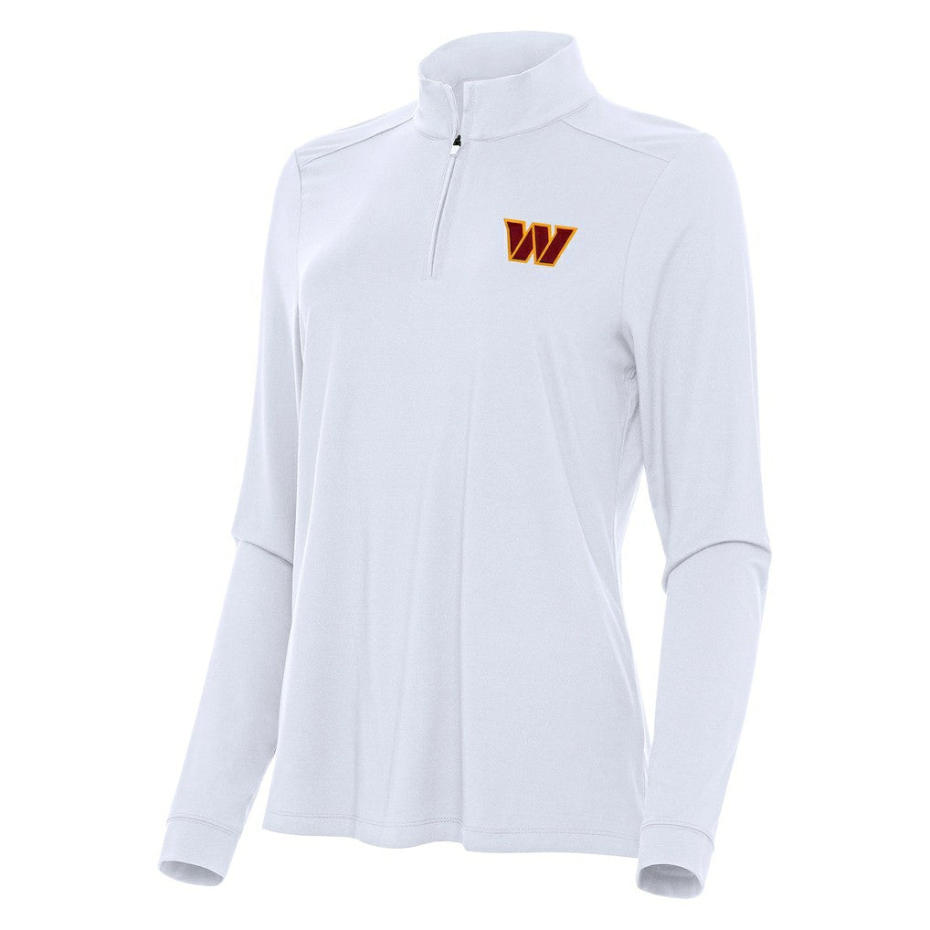 Washington Commanders Antigua Women's Intent Quarter-Zip Sweatshirt - White Sweatshirts