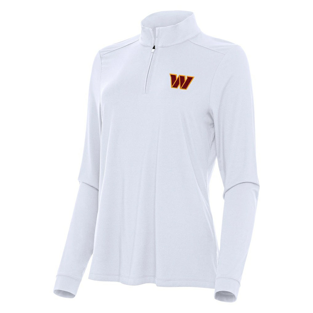Washington Commanders Antigua Women's Intent Quarter-Zip Sweatshirt - White Sweatshirts