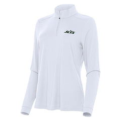 New York Jets Antigua Women's Intent Quarter-Zip Sweatshirt - White Sweatshirts