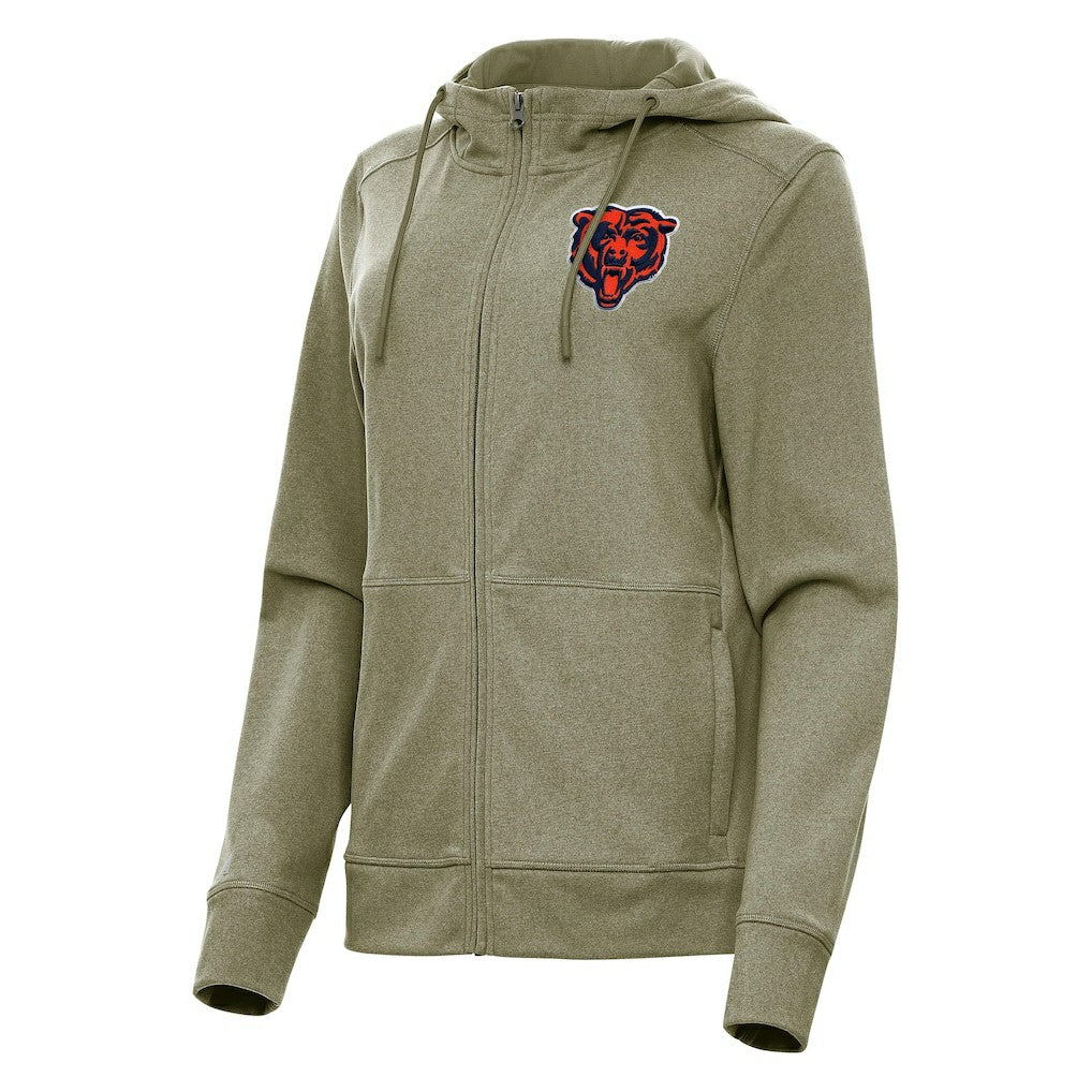 Chicago Bears Antigua Women's Seeker Full-Zip Hoodie Jacket - Heather Olive Hoodies
