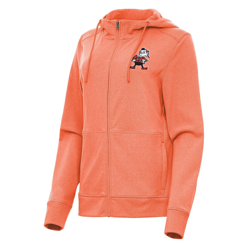 Cleveland Browns Antigua Women's Seeker Full-Zip Hoodie Jacket - Heather Orange Hoodies