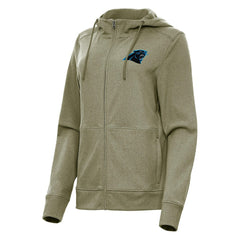 Carolina Panthers Antigua Women's Seeker Full-Zip Hoodie Jacket - Heather Olive Hoodies
