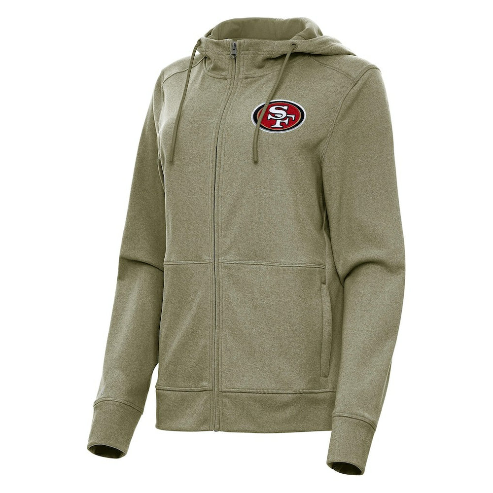 San Francisco 49ers Antigua Women's Seeker Full-Zip Hoodie Jacket - Heather Olive Hoodies