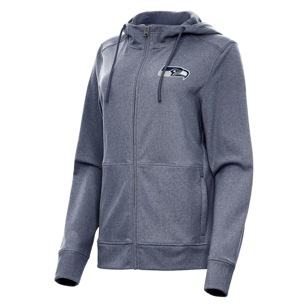 Seattle Seahawks Antigua Women's Seeker Full-Zip Hoodie Jacket - Heather College Navy Hoodies