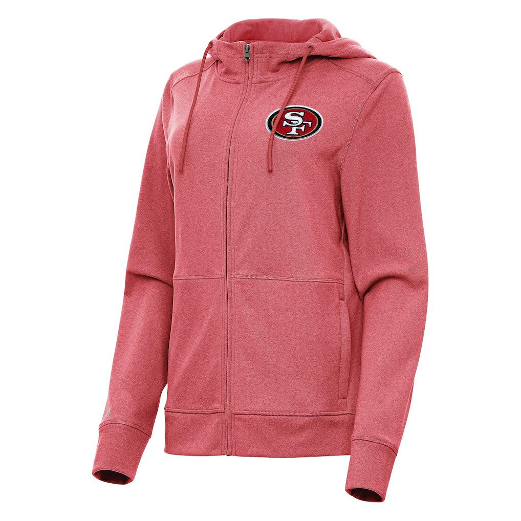 San Francisco 49ers Antigua Women's Seeker Full-Zip Hoodie Jacket - Heather Scarlet Hoodies