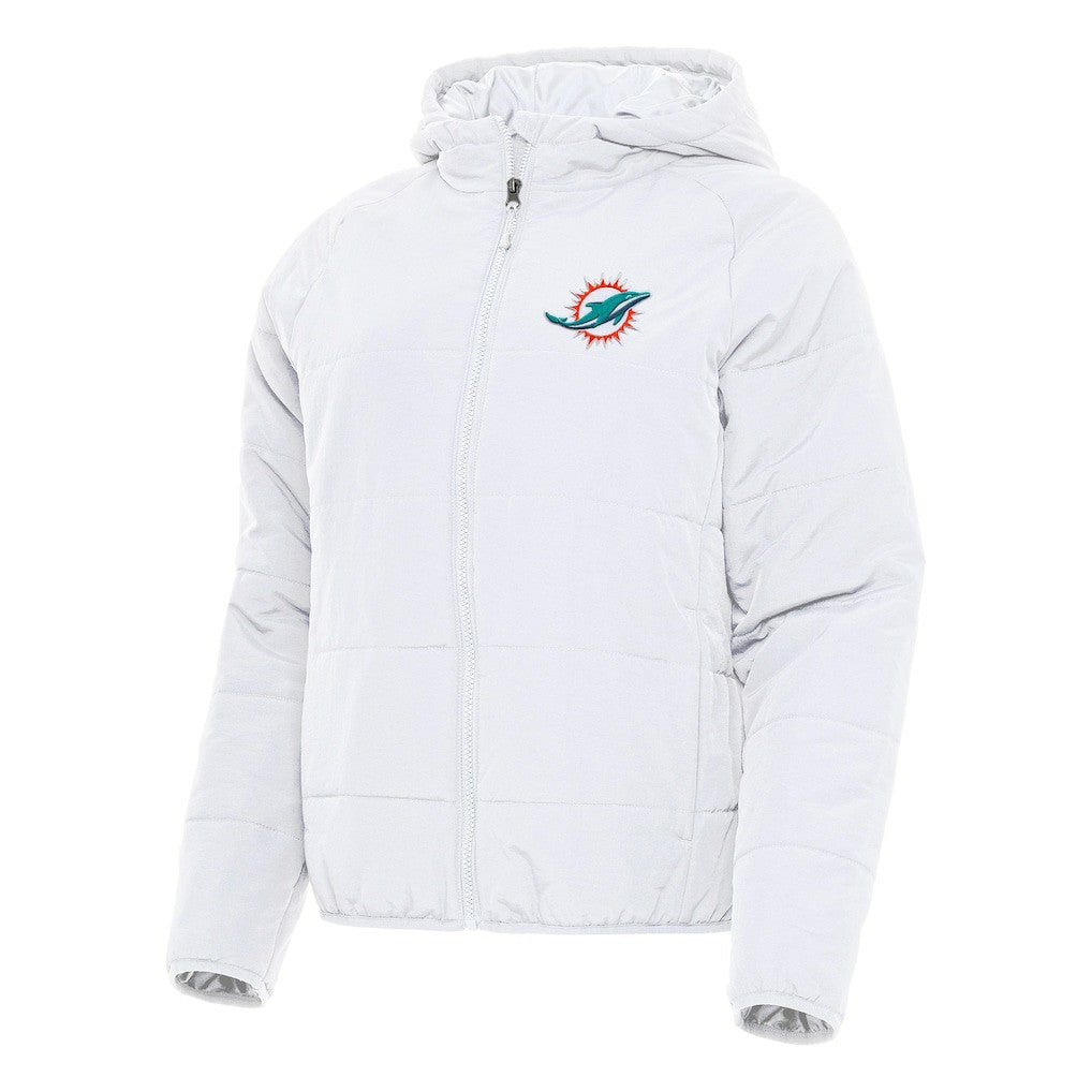 Miami Dolphins Antigua Women's Universe Full-Zip Hoodie Jacket - White Hoodies