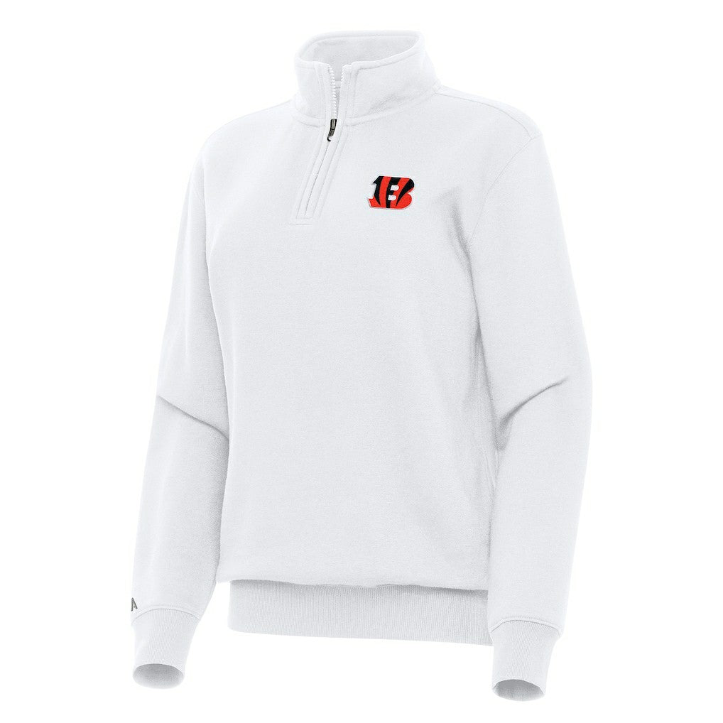 Cincinnati Bengals Antigua Women's Victory Quarter-Zip Top - White Tops