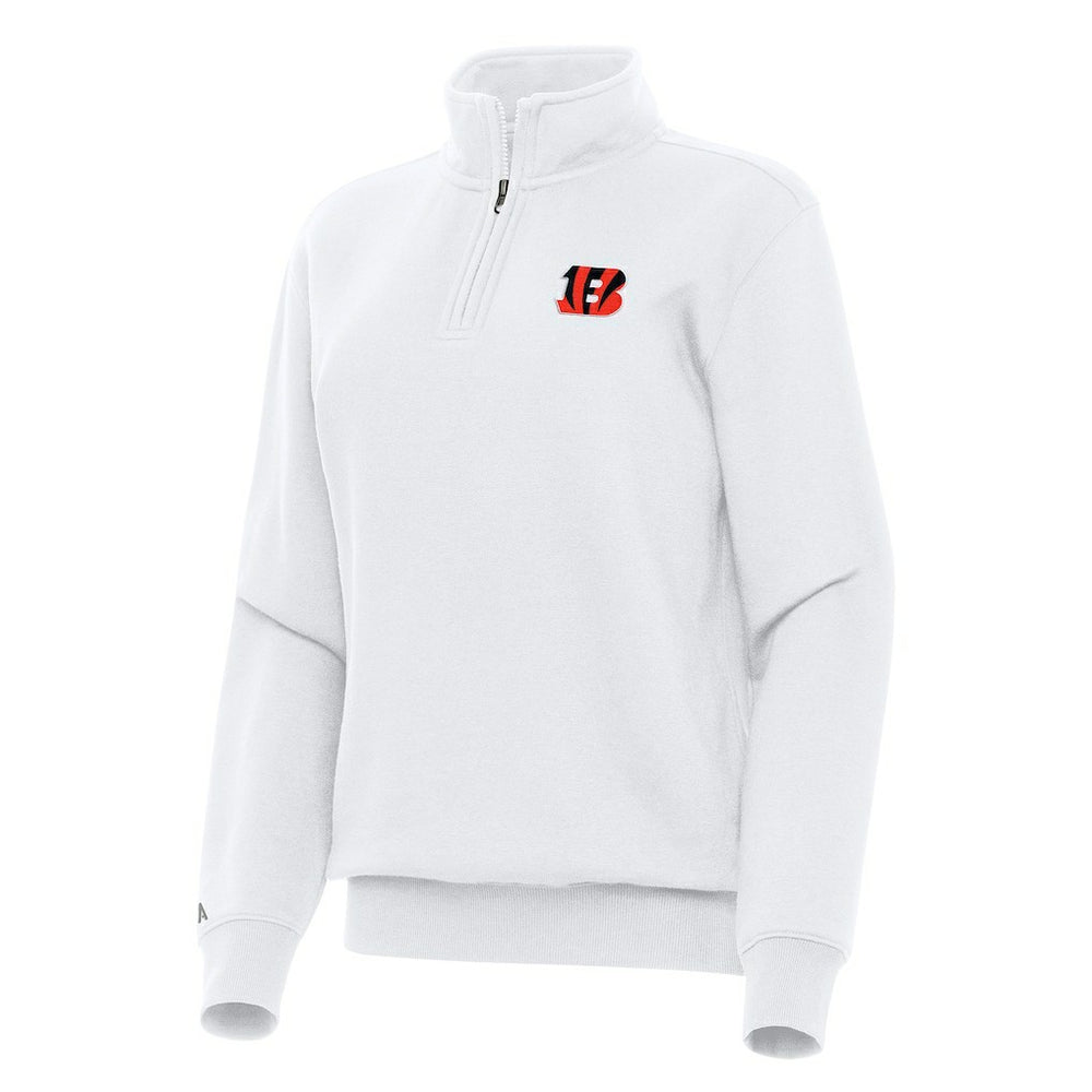 Cincinnati Bengals Antigua Women's Victory Quarter-Zip Top - White Tops