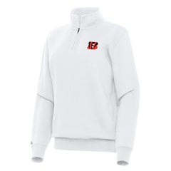 Cincinnati Bengals Antigua Women's Victory Quarter-Zip Top - White Tops