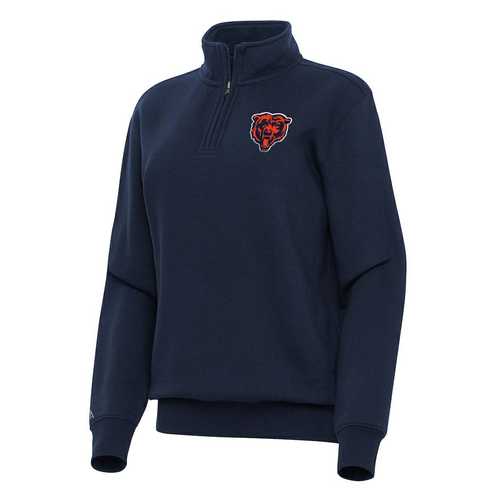 Chicago Bears Antigua Women's Victory Quarter-Zip Top - Navy Tops