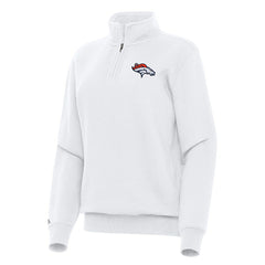 Denver Broncos Antigua Women's Victory Quarter-Zip Top - White Tops