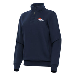 Denver Broncos Antigua Women's Victory Quarter-Zip Top - Navy Tops