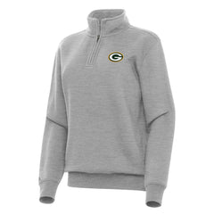 Green Bay Packers Antigua Women's Victory Quarter-Zip Top - Heather Gray Tops