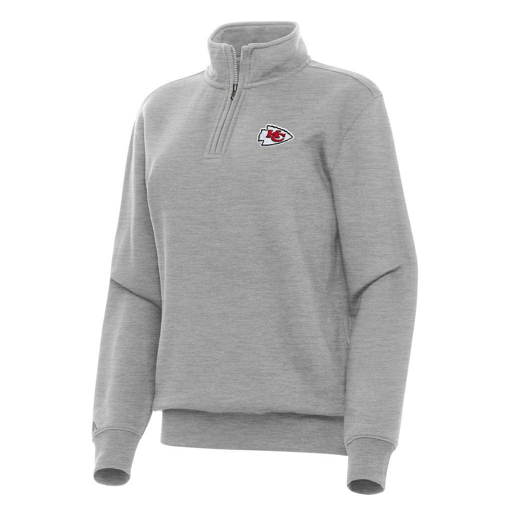 Kansas City Chiefs Antigua Women's Victory Quarter-Zip Top - Heather Gray Tops