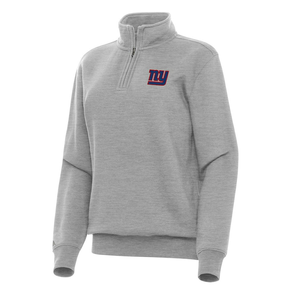 New York Giants Antigua Women's Victory Quarter-Zip Top - Heather Gray Tops