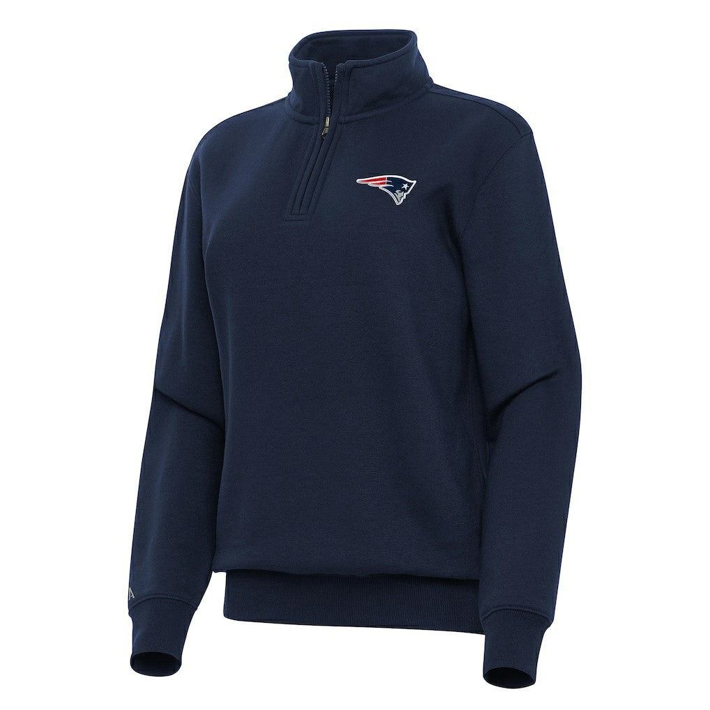 New England Patriots Antigua Women's Victory Quarter-Zip Top - Navy Tops
