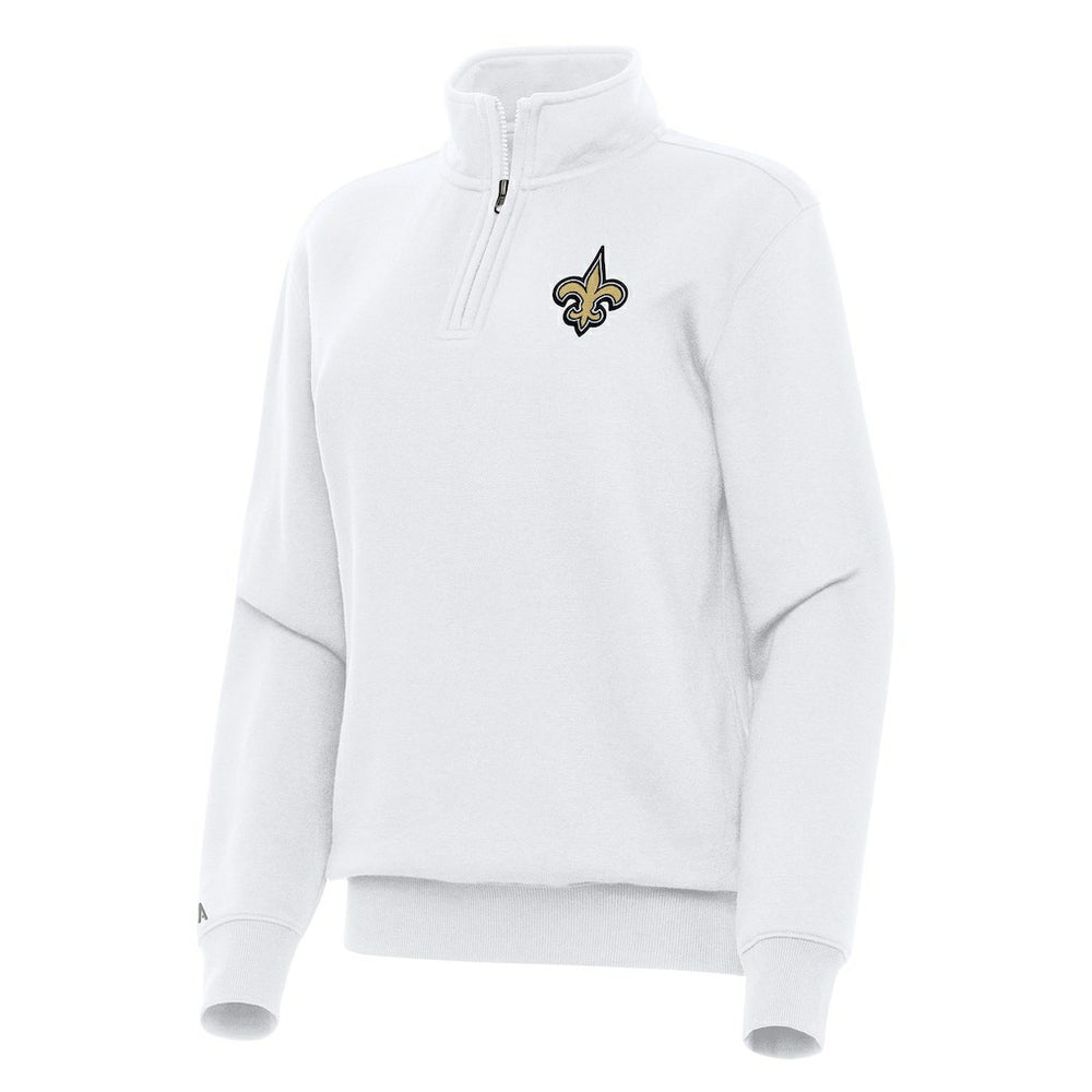 New Orleans Saints Antigua Women's Victory Quarter-Zip Top - White Tops