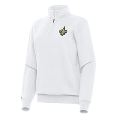New Orleans Saints Antigua Women's Victory Quarter-Zip Top - White Tops