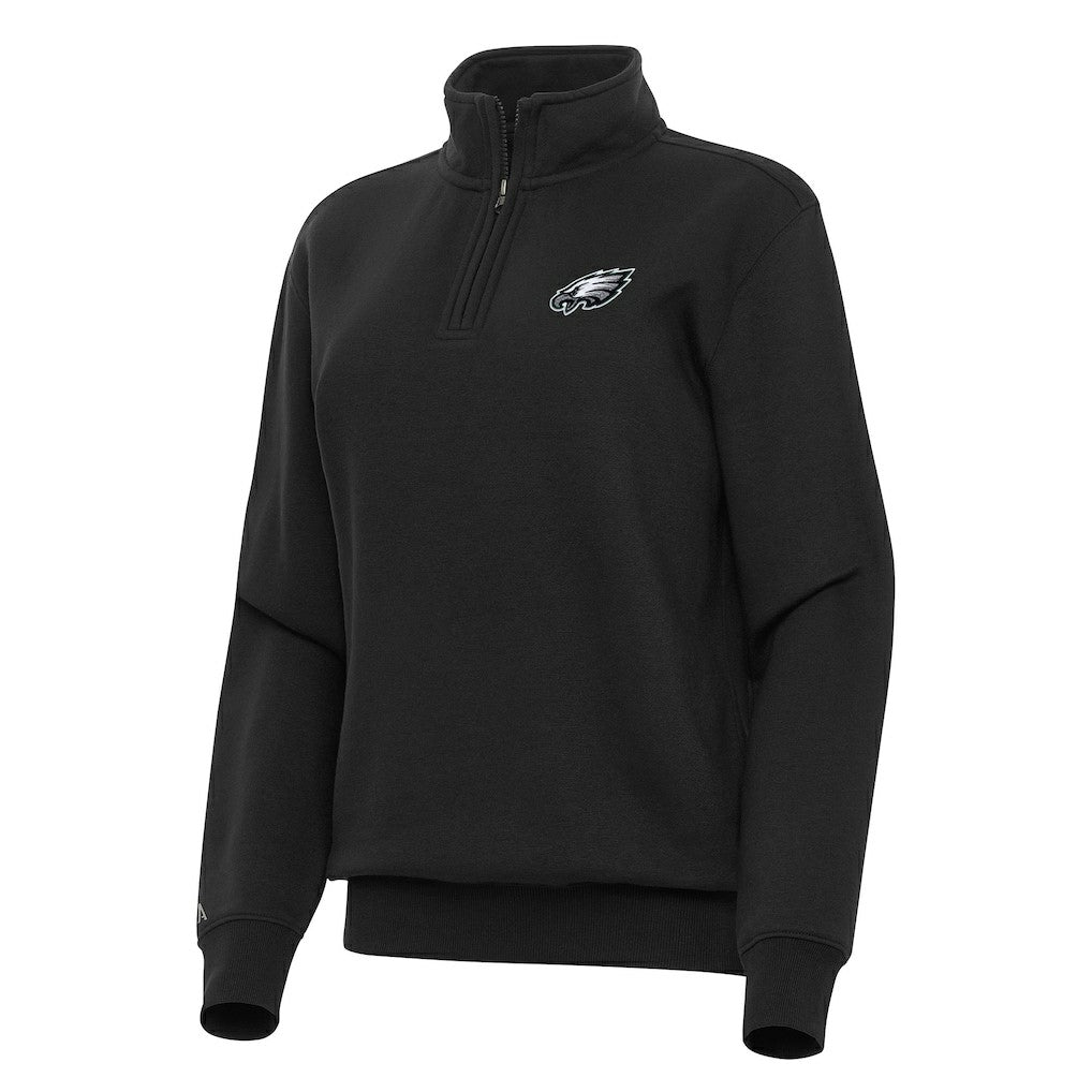 Philadelphia Eagles Antigua Women's Victory Quarter-Zip Top - Black Tops