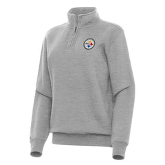 Pittsburgh Steelers Antigua Women's Victory Quarter-Zip Top - Heather Gray Tops