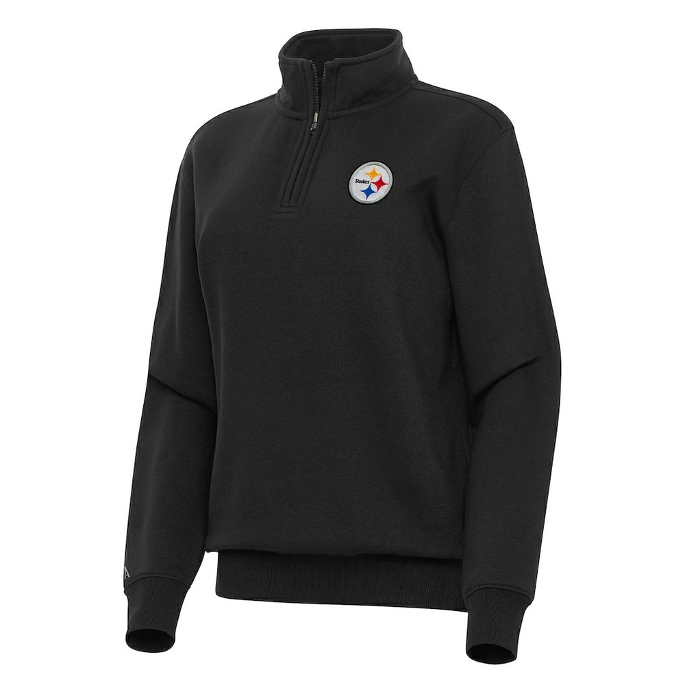 Pittsburgh Steelers Antigua Women's Victory Quarter-Zip Top - Black Tops