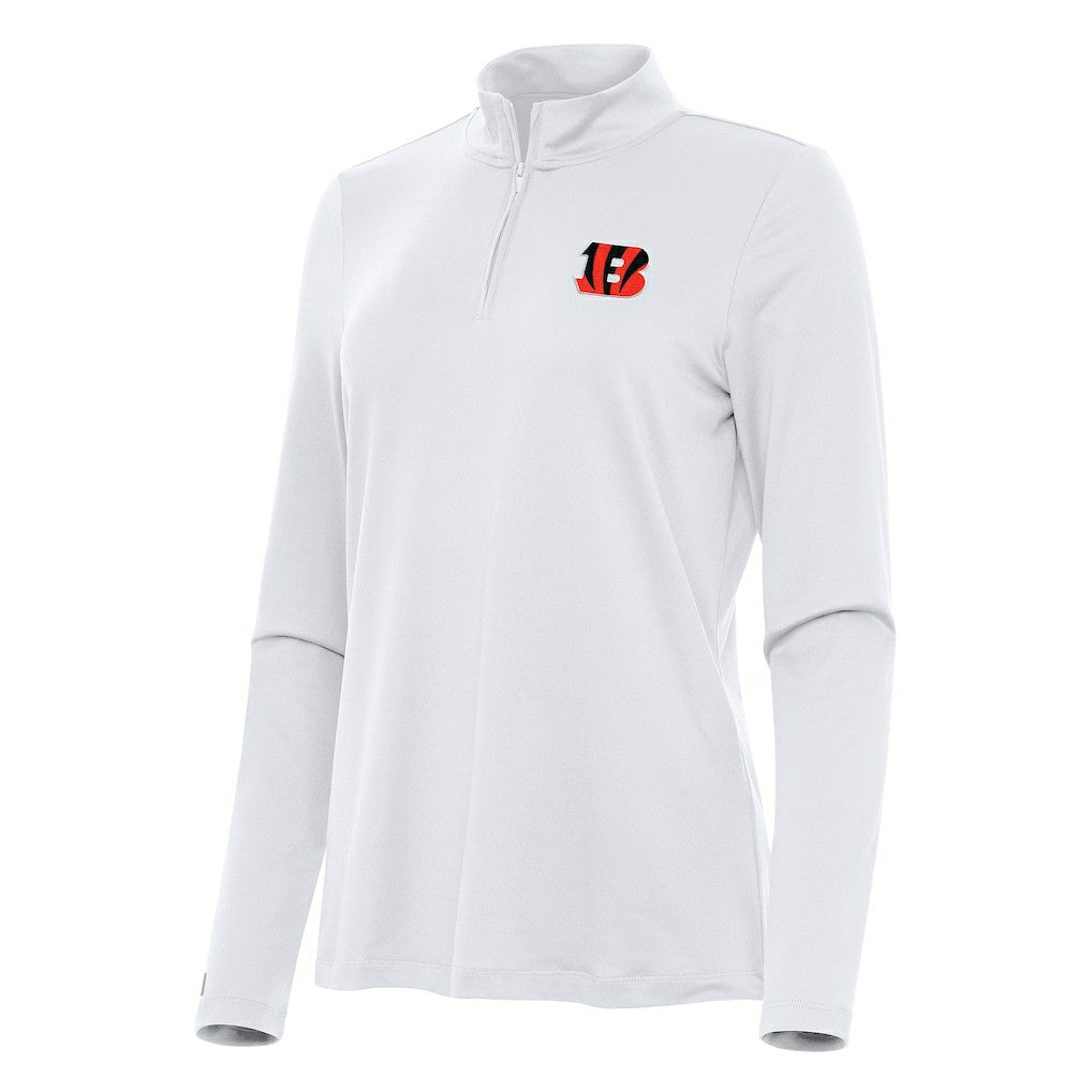 Cincinnati Bengals Antigua Women's Reprocess Quarter-Zip Top - White Tops