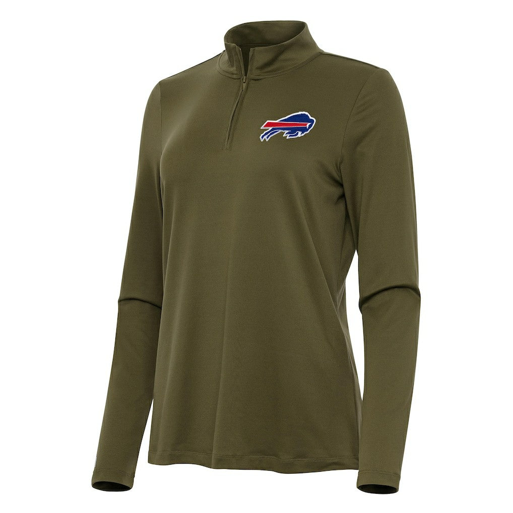 Buffalo Bills Antigua Women's Reprocess Quarter-Zip Top - Olive Tops