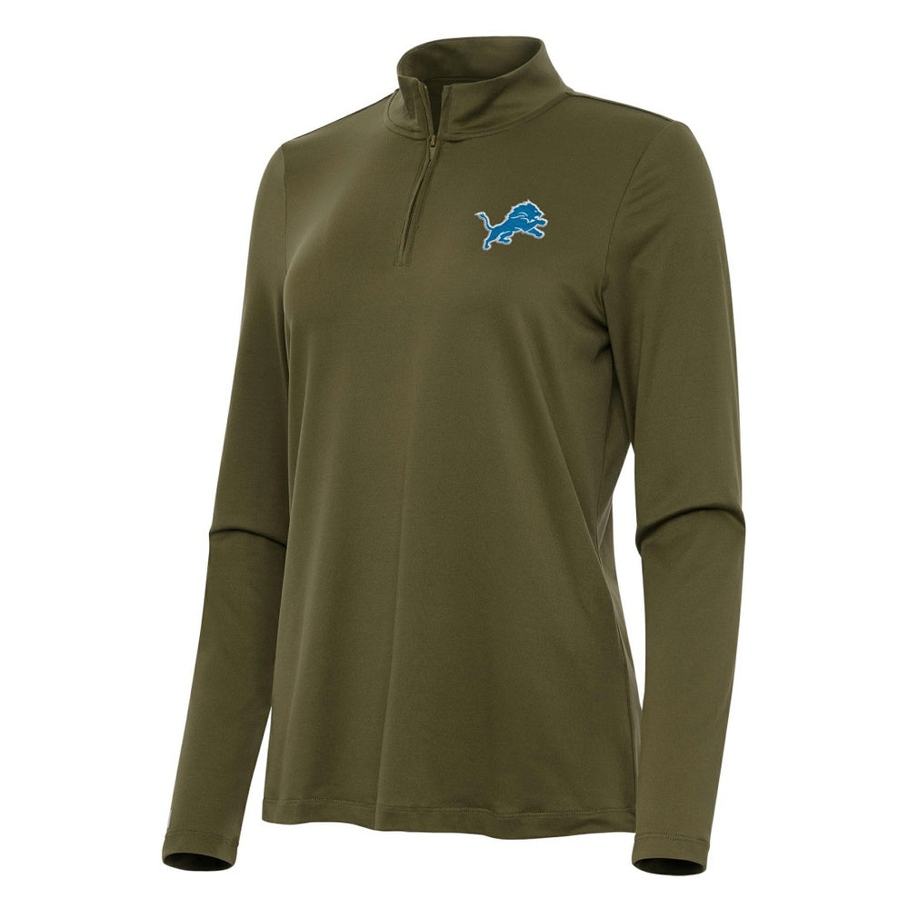 Detroit Lions Antigua Women's Reprocess Quarter-Zip Top - Olive Tops