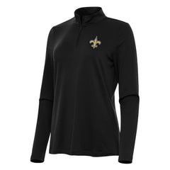 New Orleans Saints Antigua Women's Reprocess Quarter-Zip Top - Black Tops
