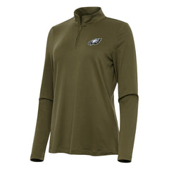 Philadelphia Eagles Antigua Women's Reprocess Quarter-Zip Top - Olive Tops
