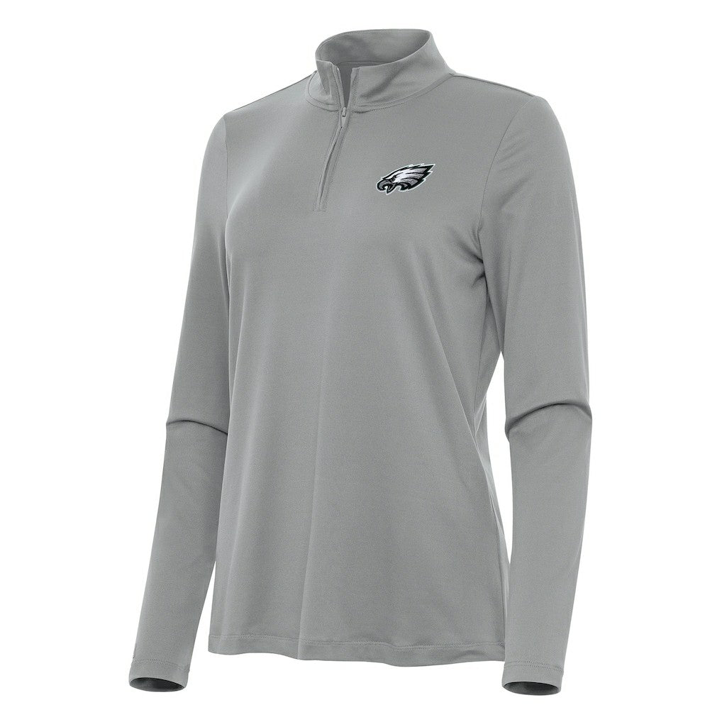Philadelphia Eagles Antigua Women's Reprocess Quarter-Zip Top - Gray Tops