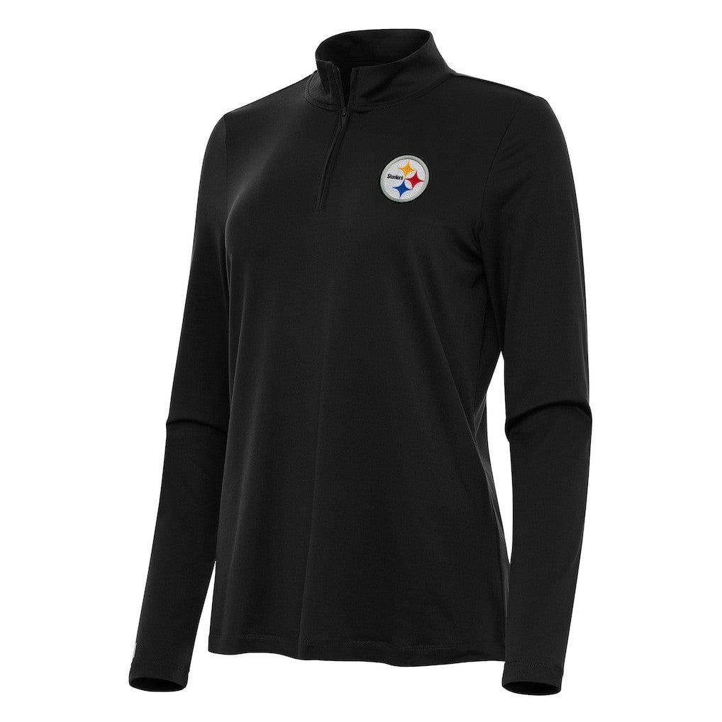 Pittsburgh Steelers Antigua Women's Reprocess Quarter-Zip Top - Black Tops