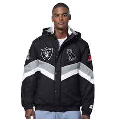 Las Vegas Raiders OVO x Starter Sideline Full-Snap Puffer Jacket - Black Jackets