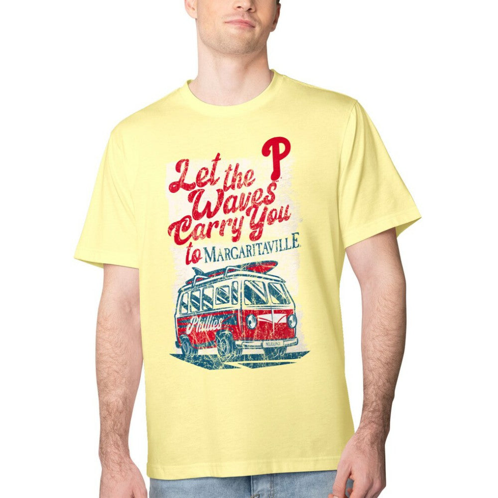 Philadelphia Phillies Margaritaville Bus Waves Graphic T-Shirt - Yellow T-shirts