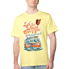 Baltimore Orioles Margaritaville Bus Waves Graphic T-Shirt - Yellow T-shirts