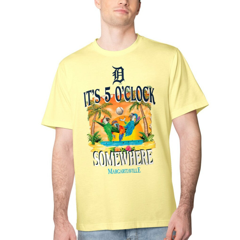 Detroit Tigers Margaritaville Five O'Clock Graphic T-Shirt - Yellow T-shirts